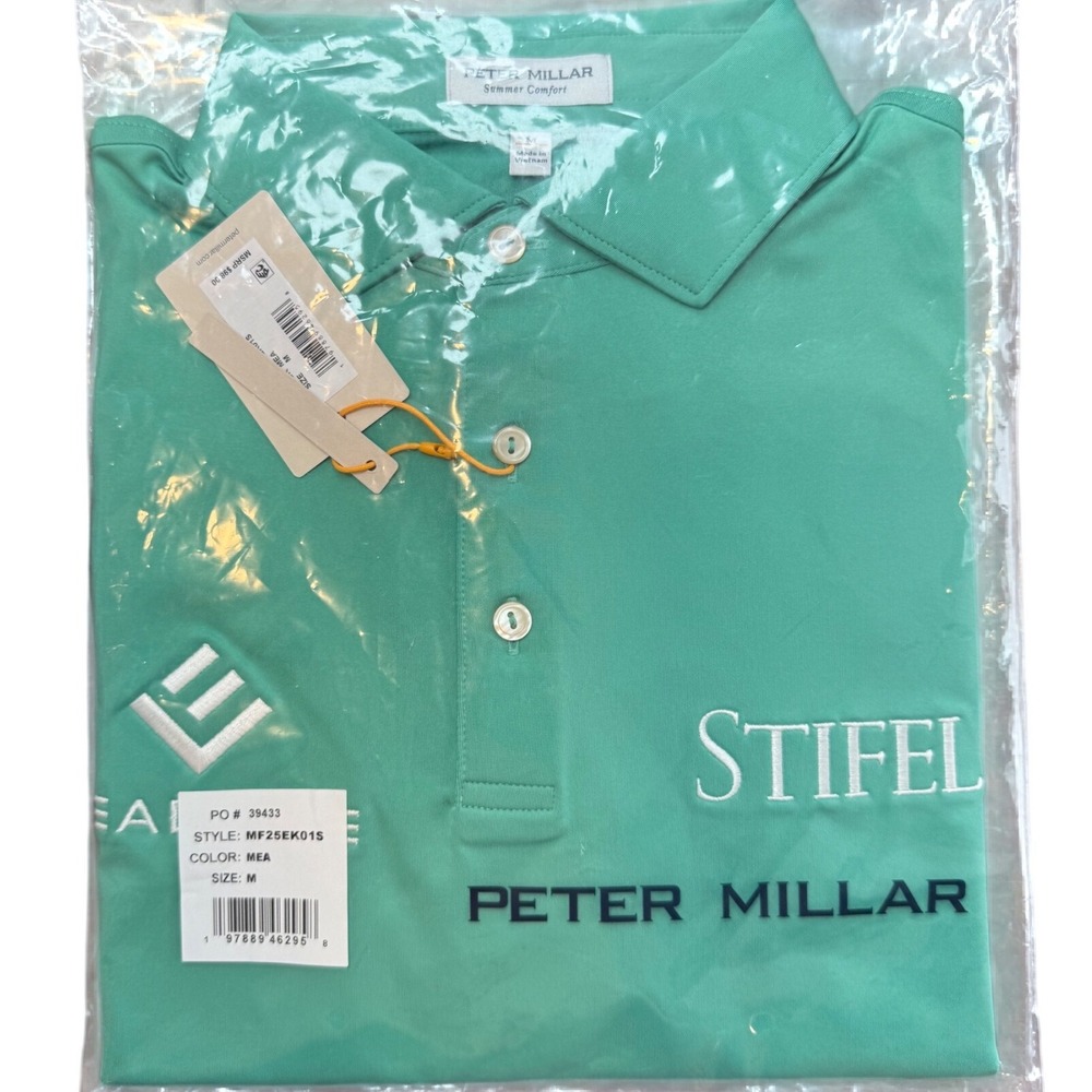 Peter Millar Summer Comfort Polo MWT Medium Green PGA Tour Issue Keith Mitchell